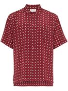 Saint Laurent Stained Glass Window Print Silk Shirt - Red