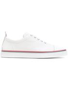 Thom Browne Straight Toe Cap Trainer In Pebble Grain & Calf Leather -
