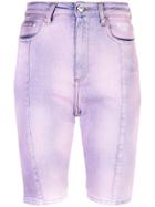 Msgm Tie-dye Denim Shorts - Purple