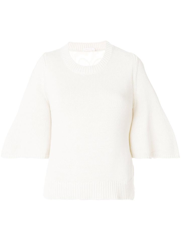 See By Chloé - Flared Cuff Sweater - Women - Cotton - M, White, Cotton