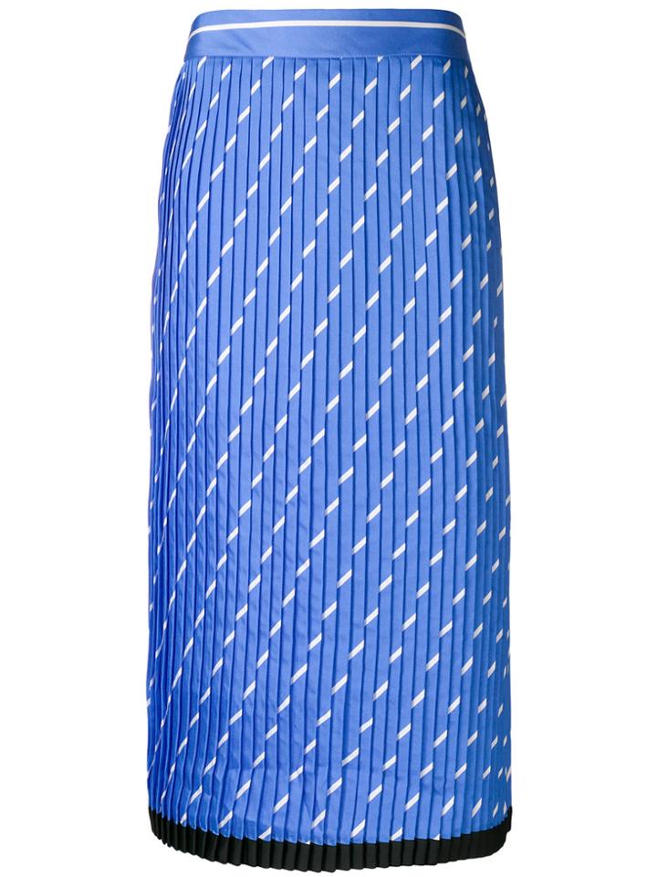 Victoria Victoria Beckham Printed Pleated Skirt - Blue