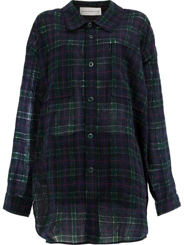 Faith Connexion Checked Longline Shirt - Green
