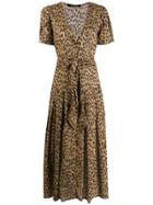 Andamane Leopard Print Midi Dress - Brown
