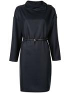 Jean Paul Knott Belted Satin Dress - Blue