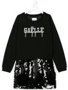 Gaelle Paris Kids Sequined Sweatshirt Dress - Black