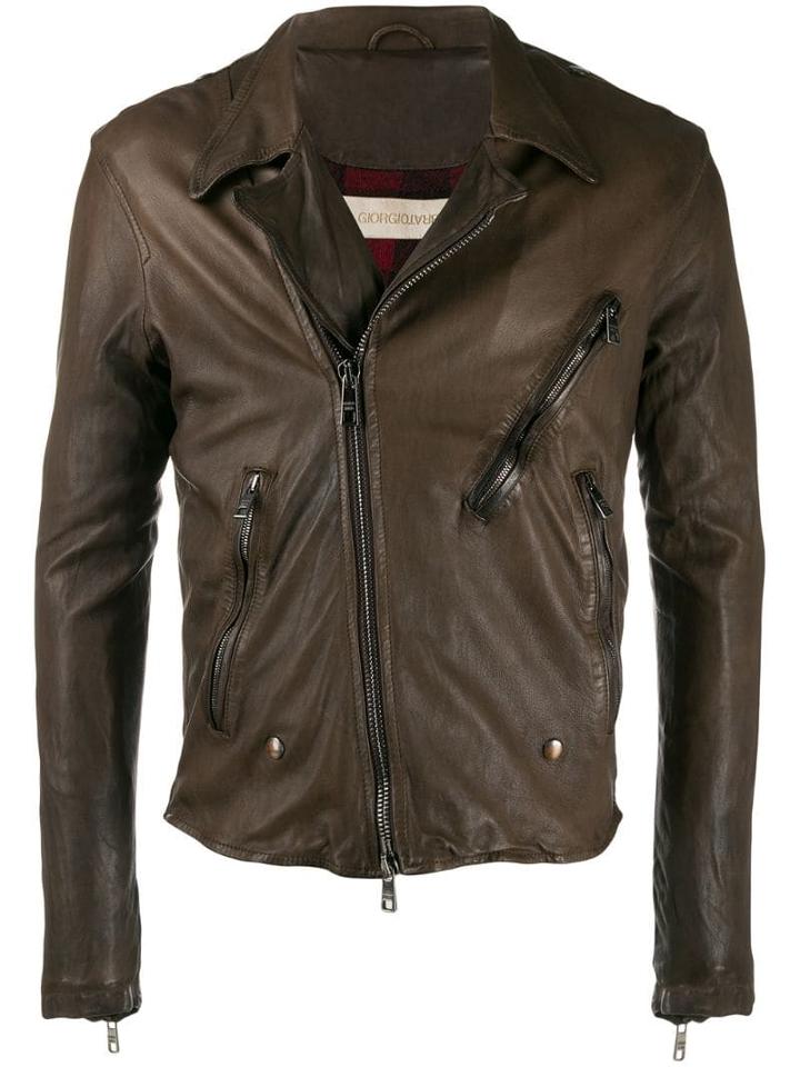 Giorgio Brato Fitted Biker Jacket - Brown