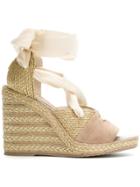 Paloma Barceló Wraparound Laced Wedge Sandals - Nude & Neutrals