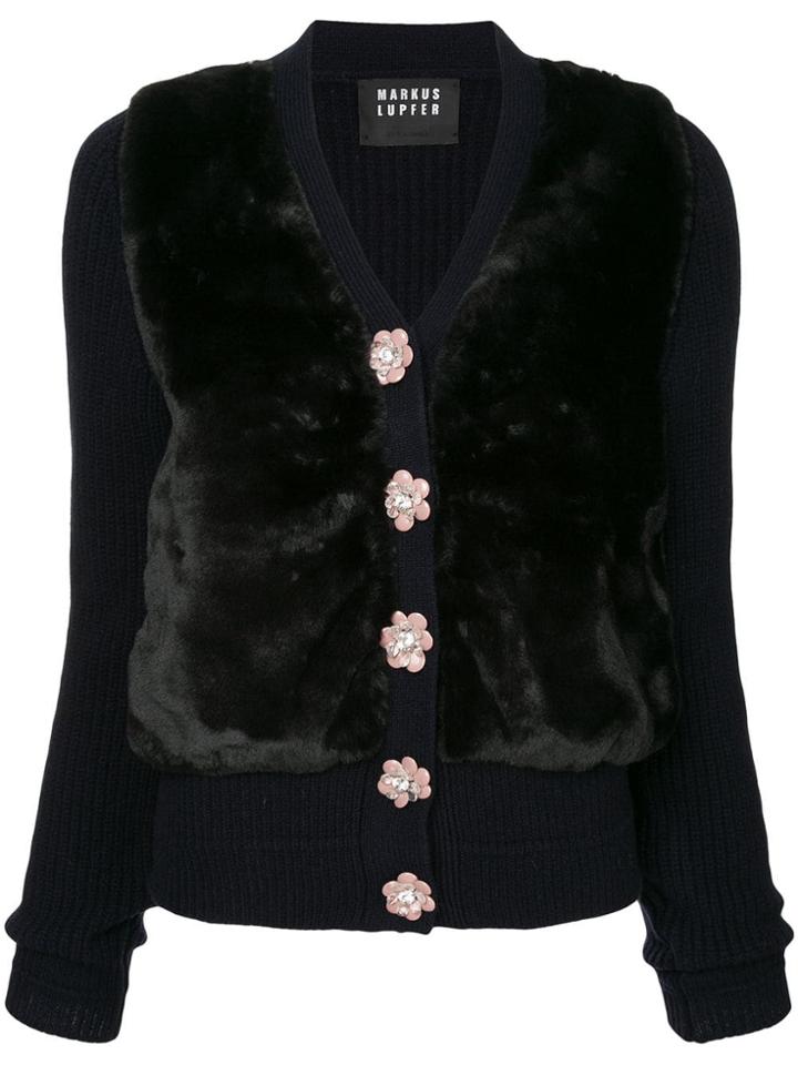 Markus Lupfer Floral Buttons Cardigan - Black