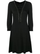 Philipp Plein - Flared Dress - Women - Polyester/spandex/elastane/acetate/viscose - M, Black, Polyester/spandex/elastane/acetate/viscose
