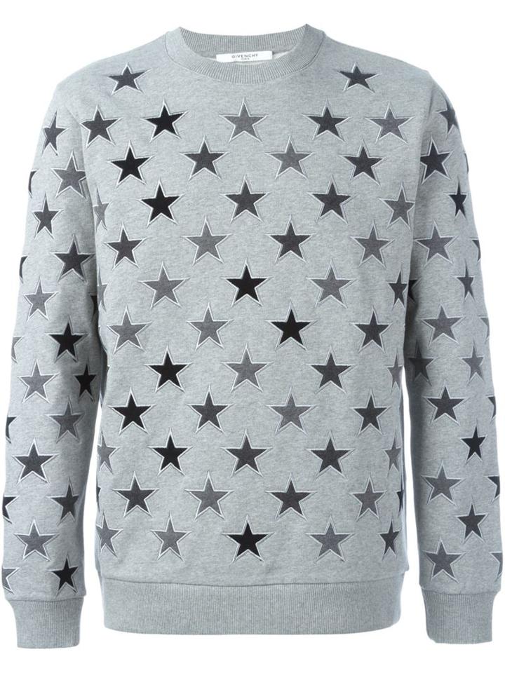 Givenchy Star Embroidered Sweatshirt, Men's, Size: Medium, Grey, Cotton/polyester