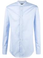 Emporio Armani Band Collar Shirt, Men's, Size: 42, Blue, Cotton