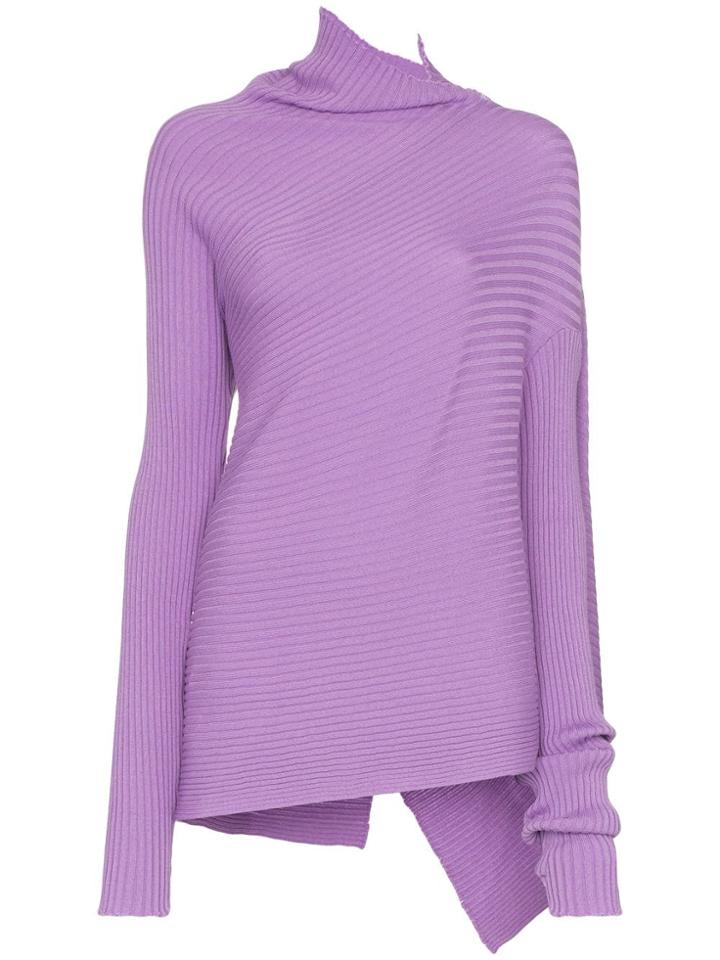 Marques'almeida Asymmetric Ribbed Knit Jumper - Purple