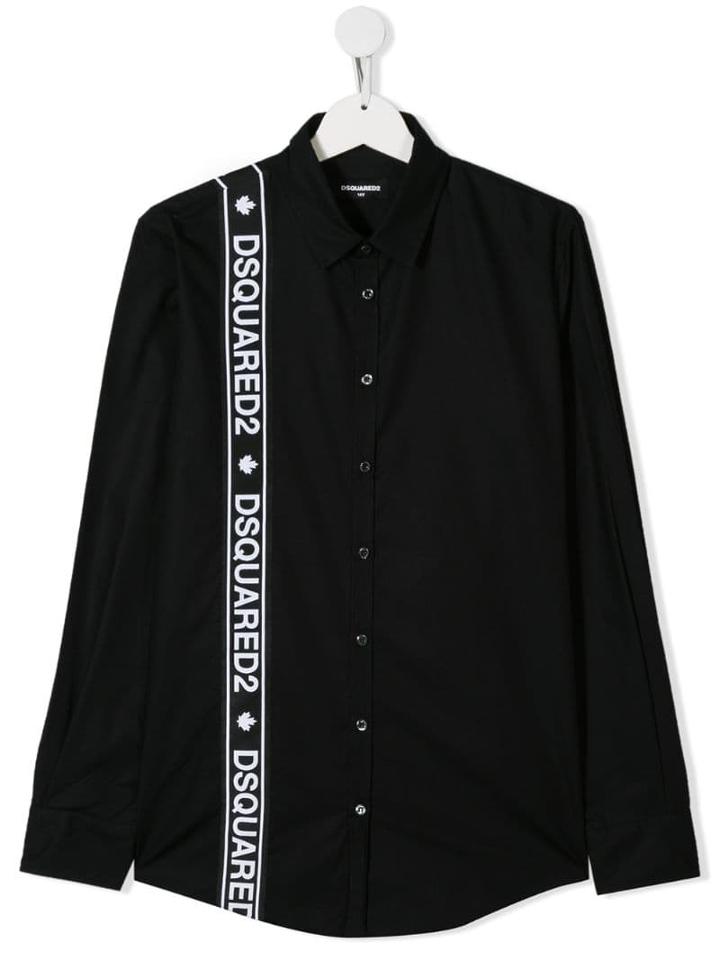 Dsquared2 Kids Teen Logo Stripe Shirt - Black