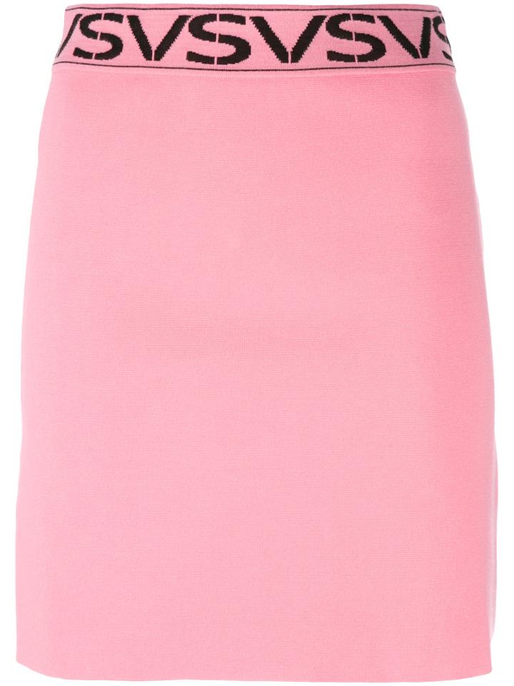 Versus - Logo Waistband Skirt - Women - Polyester/viscose - 40, Pink/purple, Polyester/viscose