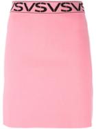 Versus - Logo Waistband Skirt - Women - Polyester/viscose - 40, Pink/purple, Polyester/viscose