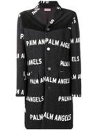 Palm Angels All-over Logo Printed Coat - Grey