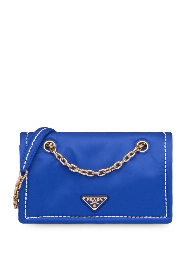Prada Rectangular Logo Shoulder Bag - Blue