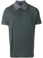 Lanvin Striped Trim Polo Shirt, Men's, Size: Medium, Green, Cotton/rayon