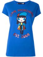 Love Moschino Sequin Embellished T-shirt, Women's, Size: 44, Blue, Cotton/spandex/elastane
