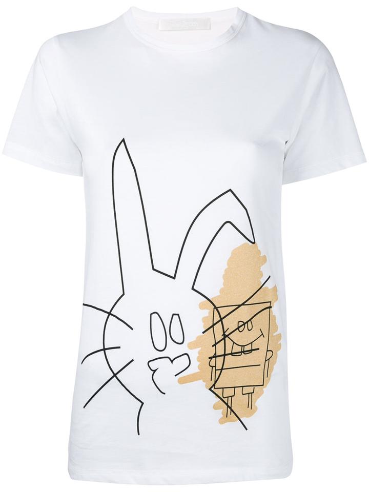 Peter Jensen - Rabbit And Spongebob Print T-shirt - Women - Cotton - M, White, Cotton
