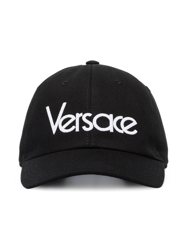 Versace Logo Embroidered Cap - Black