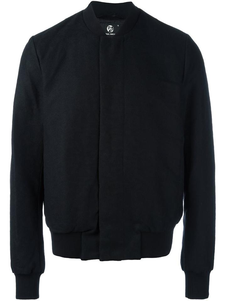 Ps By Paul Smith Classic Bomber Jacket, Men's, Size: Large, Black, Cotton/nylon/polyester/wool