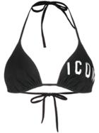 Dsquared2 Icon Print Triangle Bikini - Black
