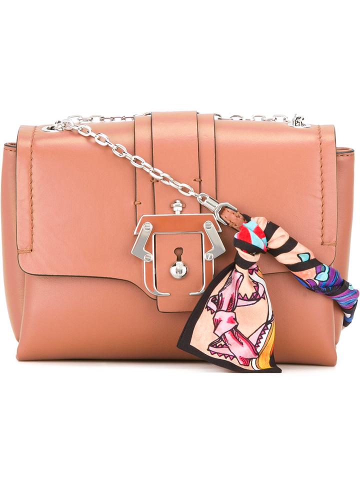 Paula Cademartori Carine Shoulder Bag, Women's, Brown, Silk/leather/metal