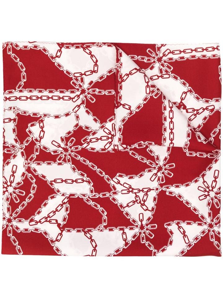 System Chain Print Scarf - Red