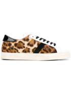 D.a.t.e. Leopard Lace-up Sneakers - Brown