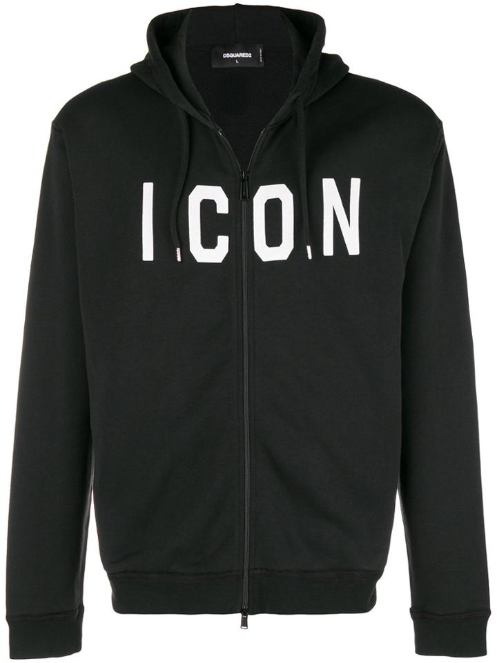 Dsquared2 Icon Slogan Hoodie - Black