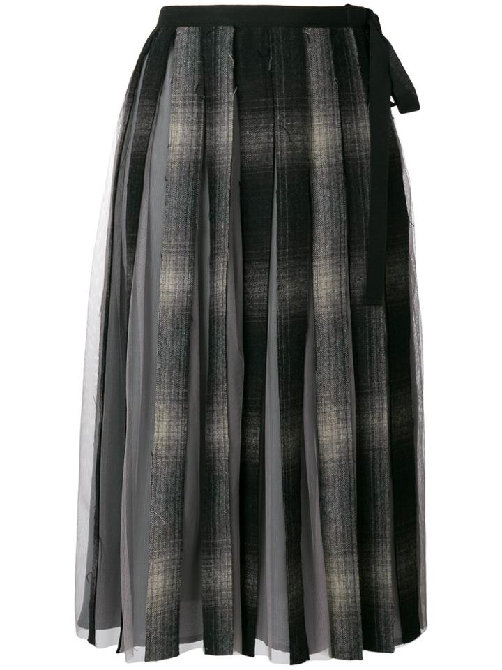Antonio Marras Checked Pleated Skirt - Brown
