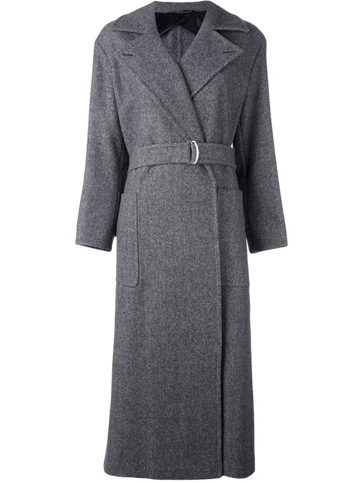 Max Mara Belted Trench Coat, Women's, Size: 38, Grey, Viscose/wool/virgin Wool