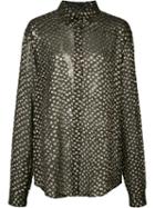 Saint Laurent - Sheer Dotted Shirt - Women - Silk/metallic Fibre - 40, Women's, Black, Silk/metallic Fibre