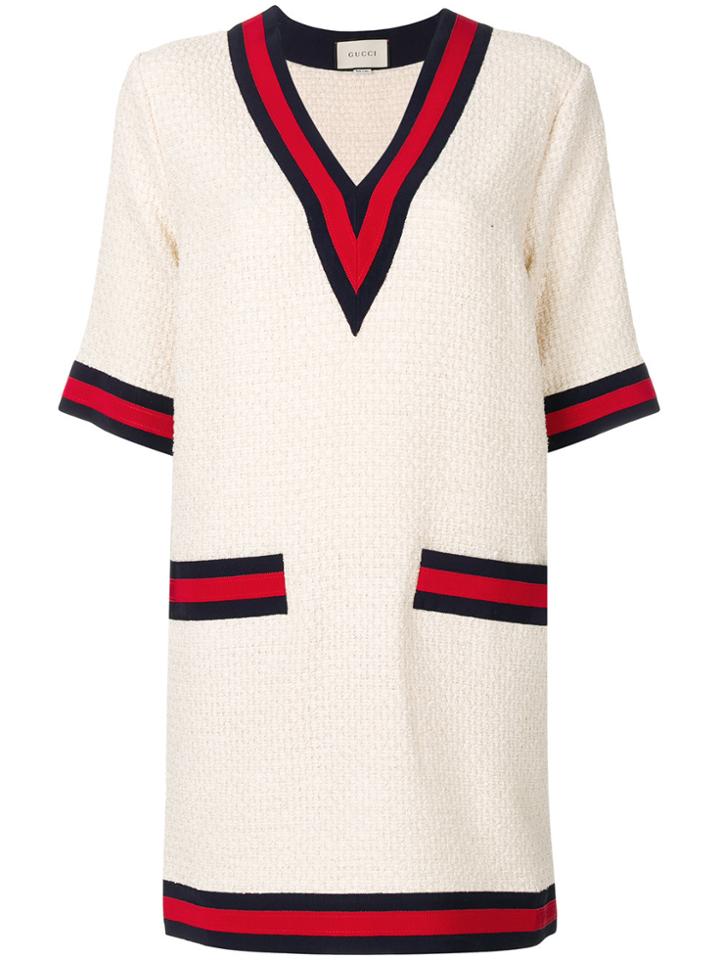 Gucci Web-trimmed Dress - White