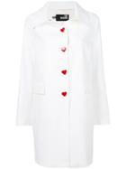 Love Moschino Heart Button Coat - White