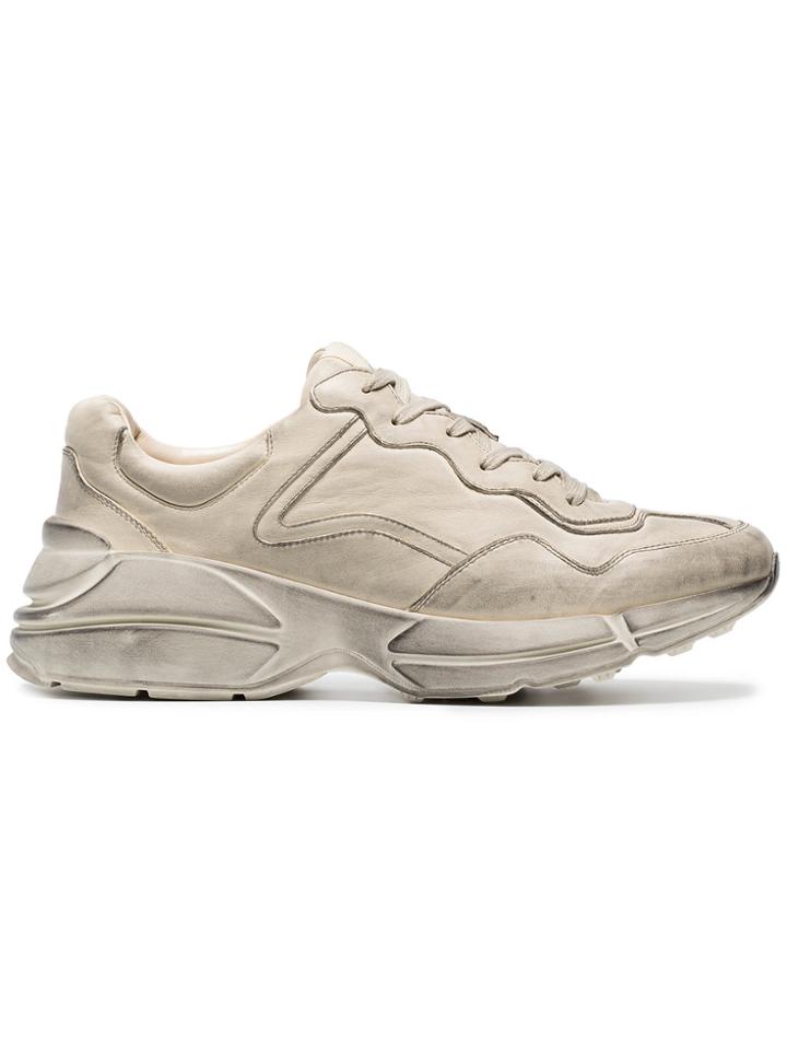 Gucci Gara Distressed Trainers - Nude & Neutrals