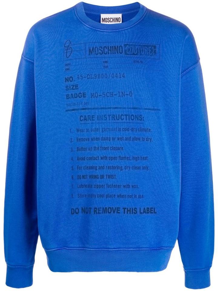 Moschino Care Label Print Sweatshirt - Blue
