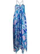 Emilio Pucci Printed Georgette Dress - Blue