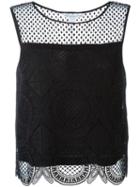 Diane Von Furstenberg Macramé Lace Top, Women's, Size: Medium, Black, Polyester/cotton/nylon/silk