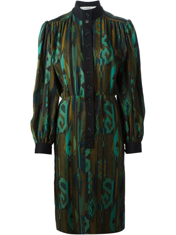 Jean Louis Scherrer Vintage High Neck Printed Dress