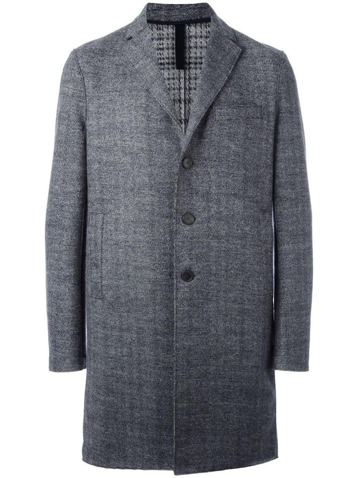 Harris Wharf London Boxy Tweed Coat, Men's, Size: 54, Grey, Virgin Wool