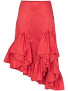 Marques'almeida Ruffled Asymmetric Midi Skirt - Red