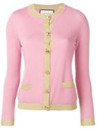 Gucci Lurex Trim Knitted Cardigan - Pink
