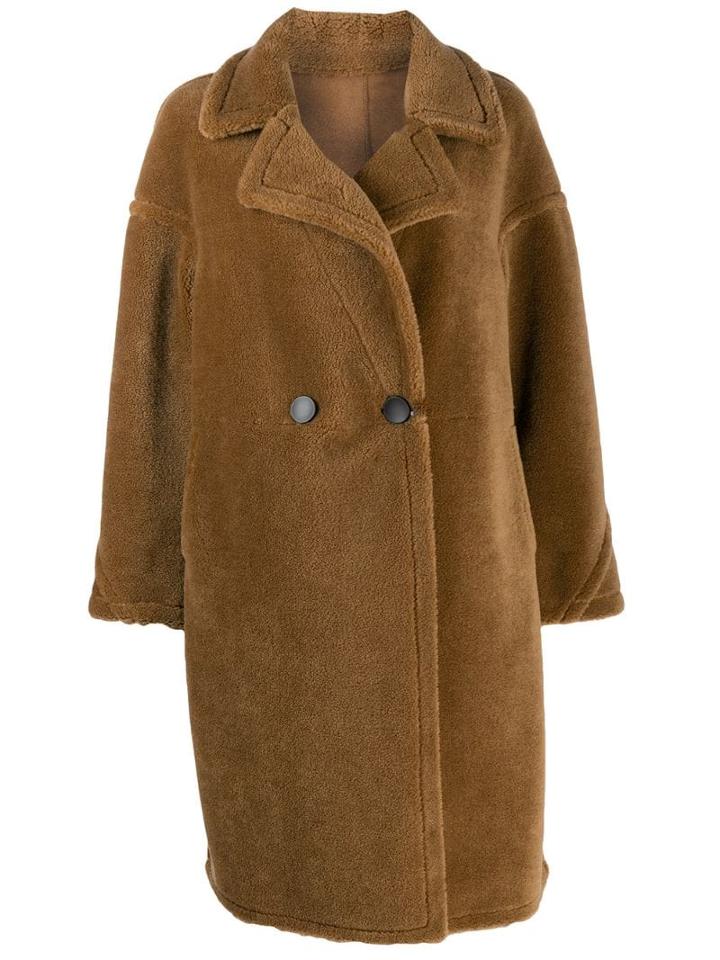 Liska Double Breasted Shearling Coat - Brown