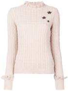 Red Valentino - Star Embroidered Jumper - Women - Polyamide/viscose/angora/virgin Wool - S, Pink/purple, Polyamide/viscose/angora/virgin Wool