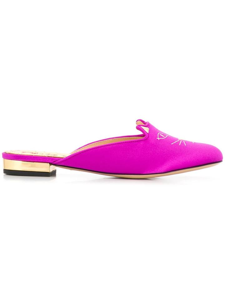 Charlotte Olympia Kitty Mules - Pink