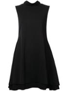 Robert Wun Flared High Collar Dress, Women's, Size: 12, Black, Polyester