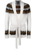 Laneus Belted Cardigan, Men's, Size: 50, White, Polyamide/wool/alpaca