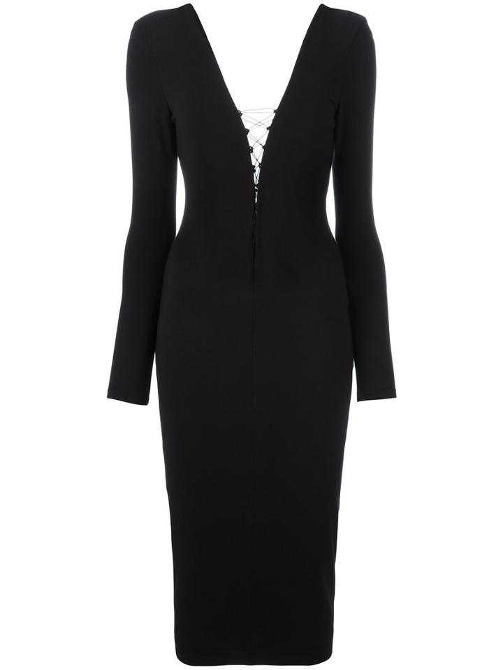 T By Alexander Wang Lace-up Midi Dress, Women's, Size: Small, Black, Modal/spandex/elastane